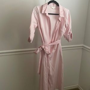 Everly Striped Button Up Shirt Dress